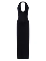 Scuba Halter V-Neck Maxi Dress