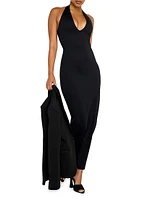 Scuba Halter V-Neck Maxi Dress