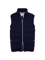 Cashmere English Rib Knit Down Vest with Packable Hood