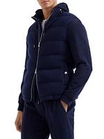 Cashmere English Rib Knit Down Vest with Packable Hood