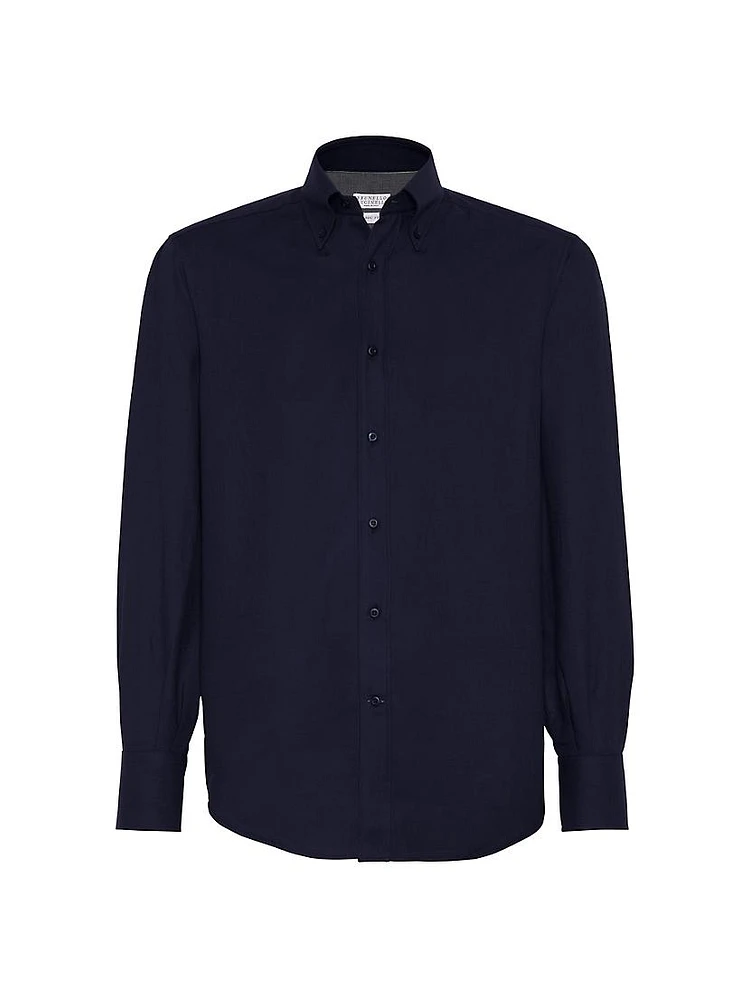 Cotton and Cashmere Twill Basic Fit Shirt