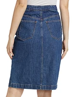 Nova Button-Front Denim Penil Skirt