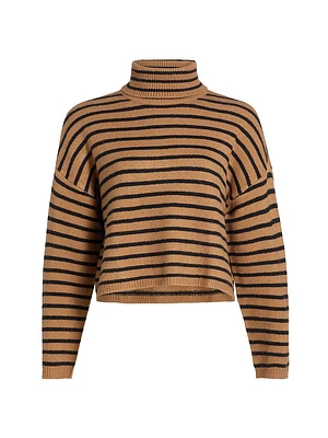 Striped Boxy Turtleneck Sweater