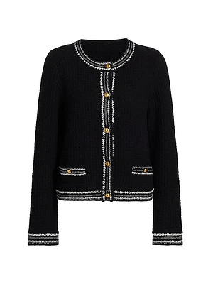 Contrast-Trim Cardigan