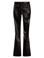 Barbara Faux-Leather High-Rise Boot-Cut Jeans