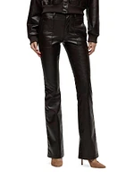 Barbara Faux-Leather High-Rise Boot-Cut Jeans