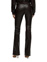 Barbara Faux-Leather High-Rise Boot-Cut Jeans