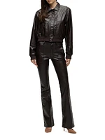 Barbara Faux-Leather High-Rise Boot-Cut Jeans