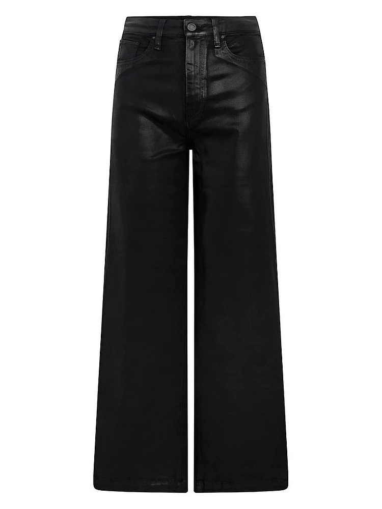 Jodie Coated-Denim High-Rise Wide-Leg Jeans