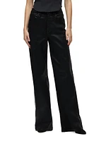 Jodie Coated-Denim High-Rise Wide-Leg Jeans