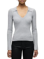 Organic Cotton-Blend Ribbed V-Neck Sweater