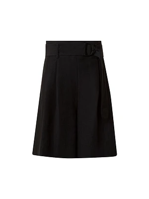 Belted Pleated Bermuda Shorts