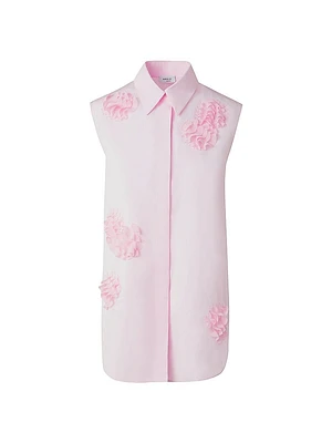 Carnation Appliqué Poplin Blouse