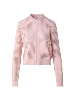 Chunky Knit Mesh Cardigan Bomber