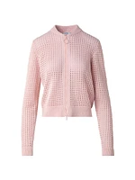 Chunky Knit Mesh Cardigan Bomber