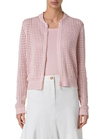 Chunky Knit Mesh Cardigan Bomber