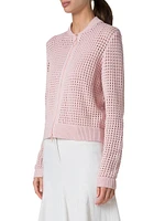 Chunky Knit Mesh Cardigan Bomber