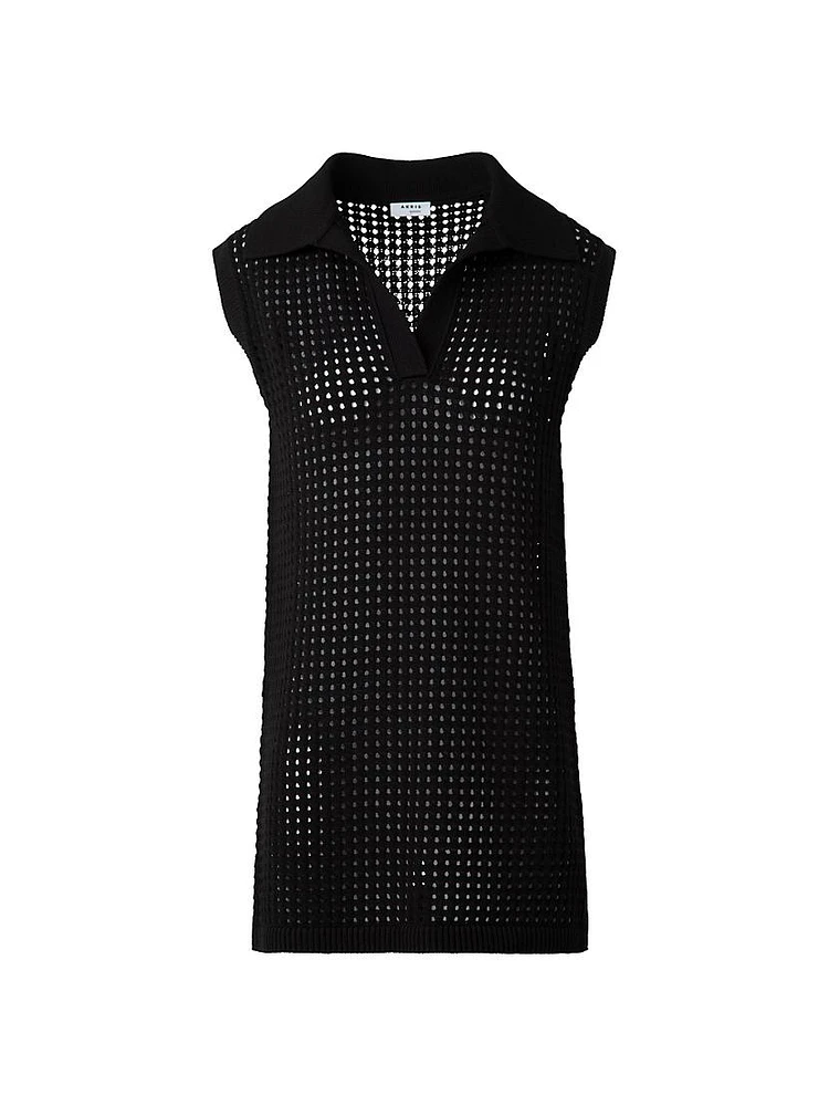Mesh Knit Sleevless Tunic Top