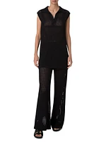 Mesh Knit Sleevless Tunic Top