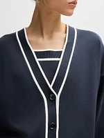 V-Neck Cardigan Stretch Fabric