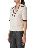 Scallop Trim Crochet-Knit Cotton Top