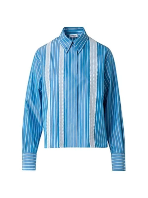 Striped Cotton Poplin Button-Down Blouse