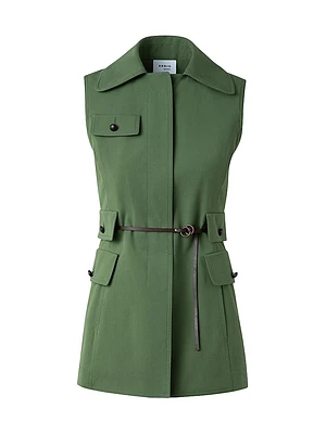 Belted Cotton Gabardine Gilet