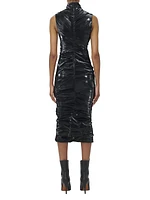 Laminated Stretch Jersey Midi-Dress