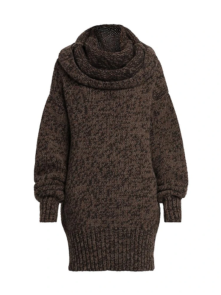 Mouline Hooded Sweater Minidress