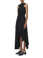 Jersey Curved Ruched Midi-Dress