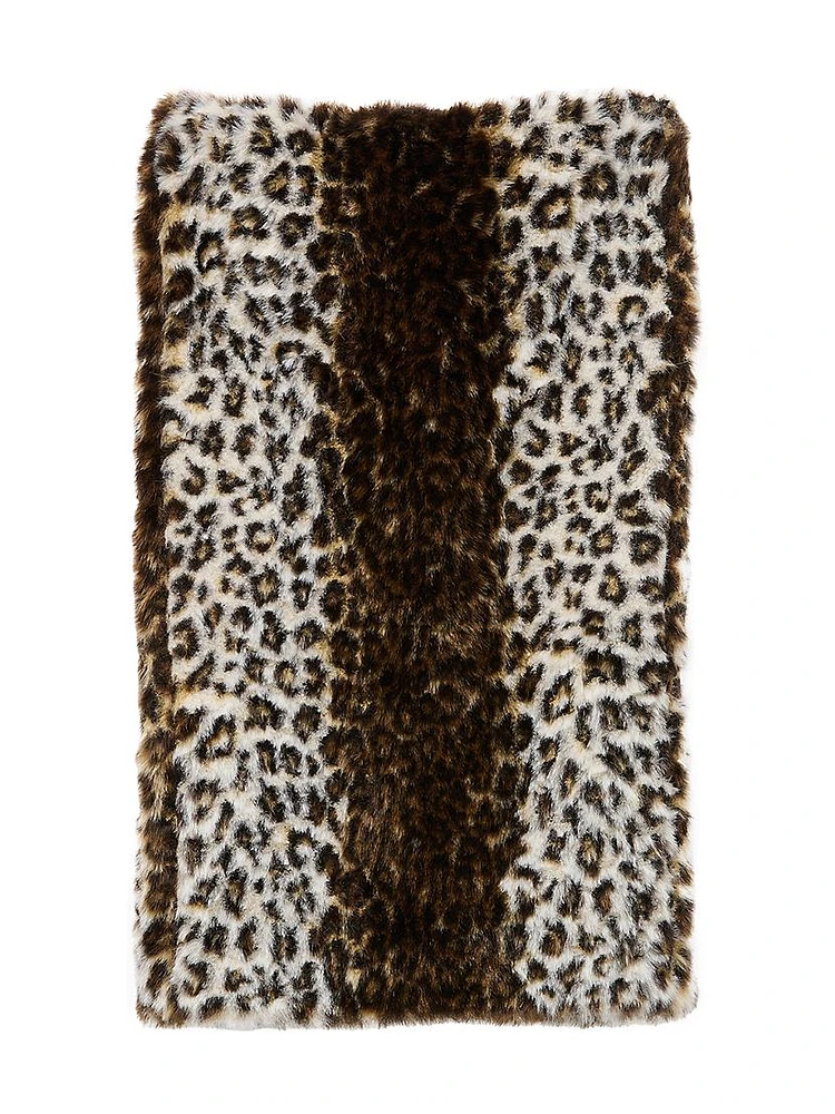 Faux Fur Leopard Midi-Skirt