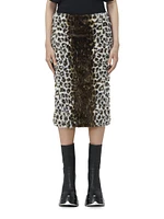 Faux Fur Leopard Midi-Skirt