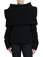 Wool-Cashmere Stand Collar Sweater