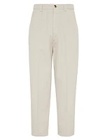 Garment Dyed Leisure Fit Trousers Twisted Cotton Gabardine