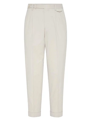 Gabardine Leisure Fit Trousers with Double Pleats