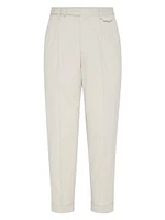 Gabardine Leisure Fit Trousers with Double Pleats