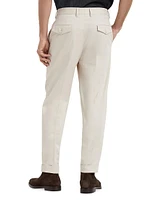 Gabardine Leisure Fit Trousers with Double Pleats