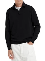 Cashmere Knit Polo Sweater with Long Sleeves