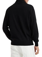 Cashmere Knit Polo Sweater with Long Sleeves