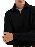 Cashmere Knit Polo Sweater with Long Sleeves