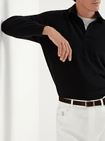 Cashmere Knit Polo Sweater with Long Sleeves