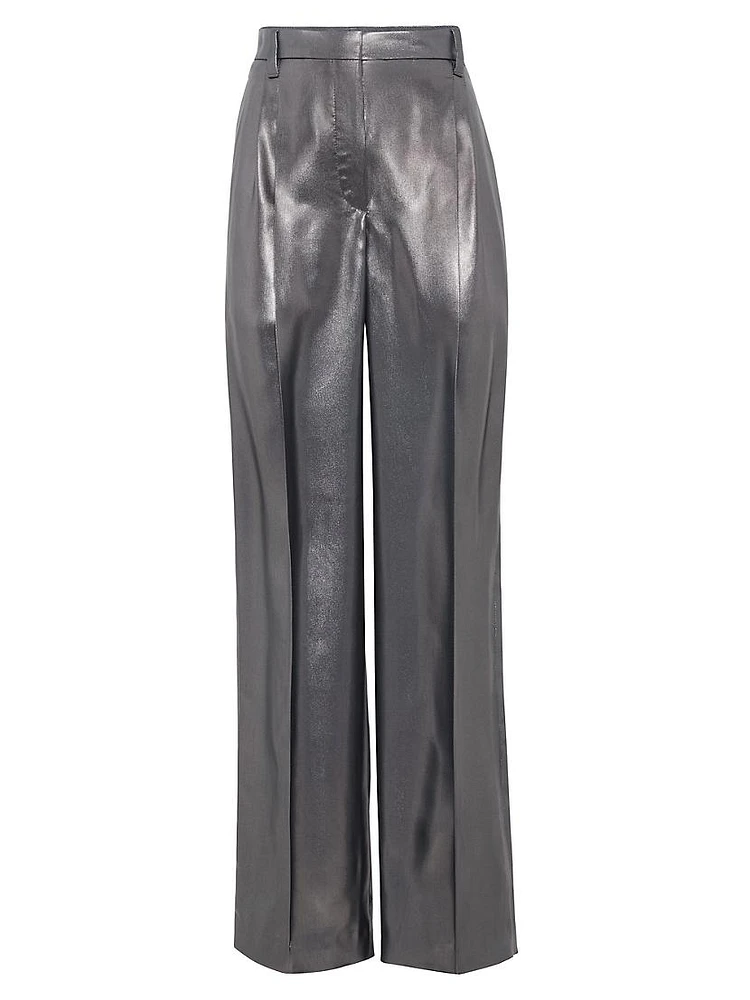 Lame Silk Twill Tailored Relaxed Trousers