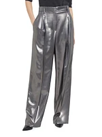 Lame Silk Twill Tailored Relaxed Trousers