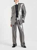 Lame Silk Twill Tailored Relaxed Trousers