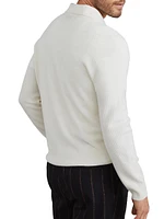 Cashmere Waffle Stitch Knit Polo Sweater