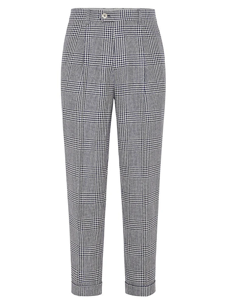 Prince of Wales Leisure Fit Trousers with Pleats