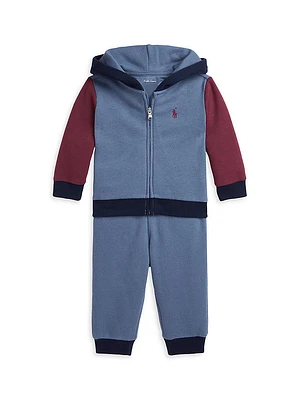 Baby Boy's Colorblocked Cotton-Blend Jacket & Pants Set