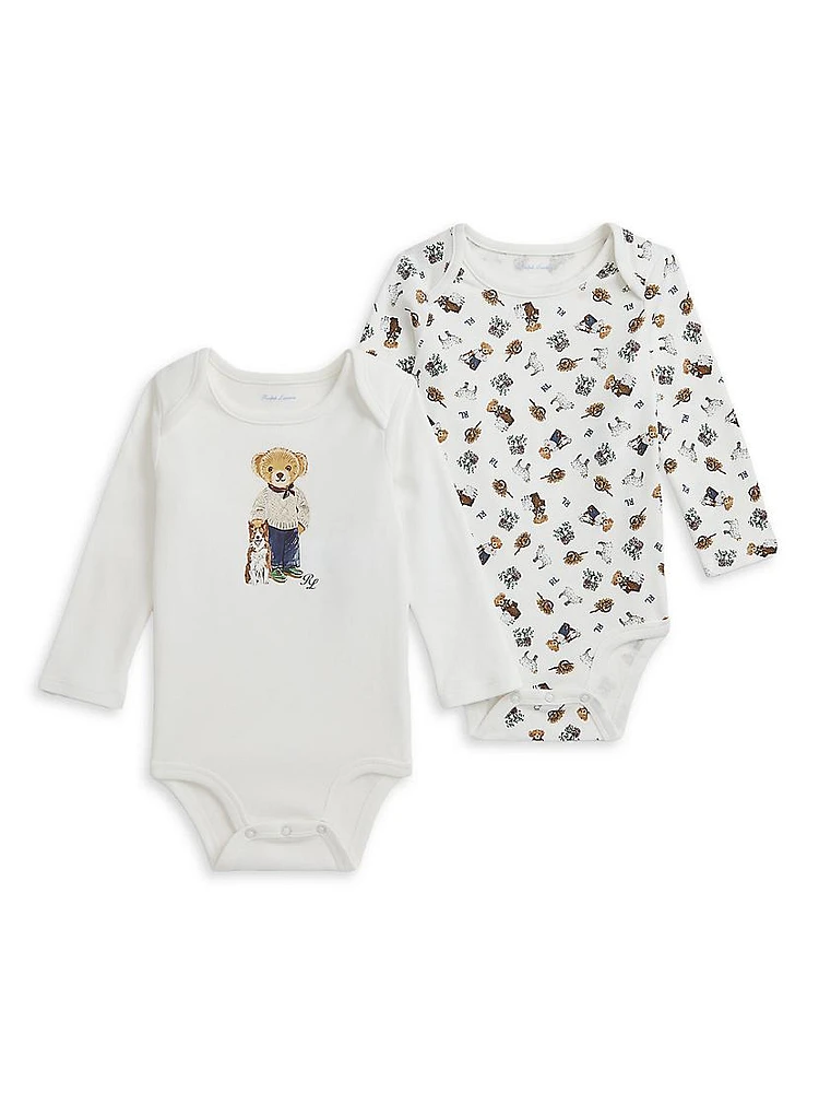 Baby Boy's Polo Bear Cotton Bodysuit Set