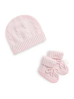 Baby Boy's Cashmere Bootie & Hat Set