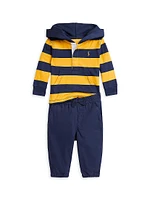 Baby Boy's 2-Piece Striped Rugby Hoodie & Joggers Set